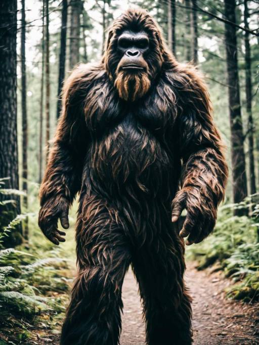 Man in Bigfoot Costume in Forest