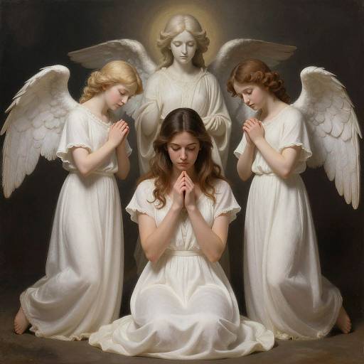 Angelic Guardians Around Praying Woman