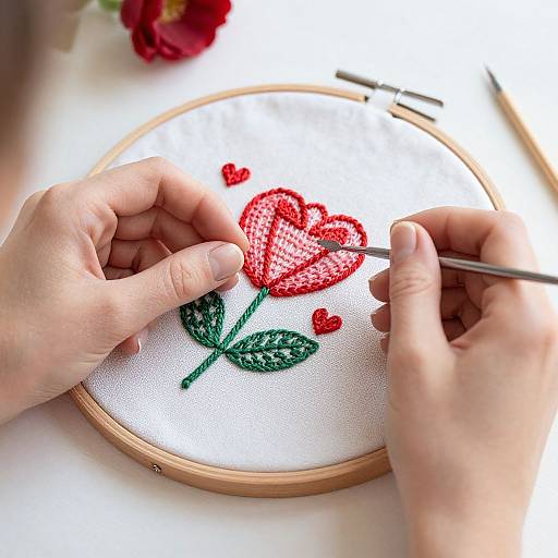 Close-Up Embroidery Hands Valentine