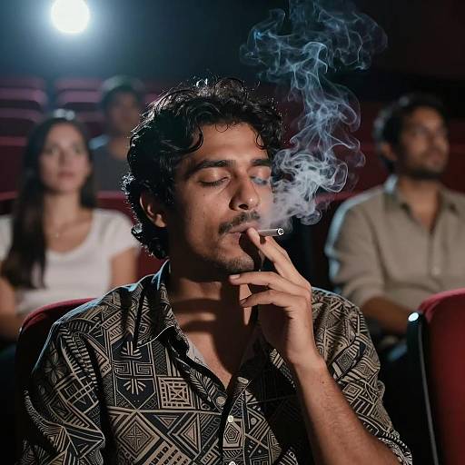 Man Smoking in Movie Theater