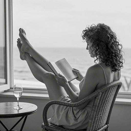 Serene Reading by the Ocean