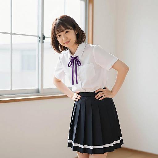 Charming Japanese Woman in Bright Room