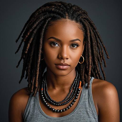 Portrait of Young Black Woman with Faux Locs