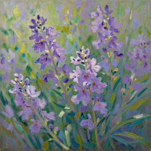 Impressionist Purple Flowers Painting