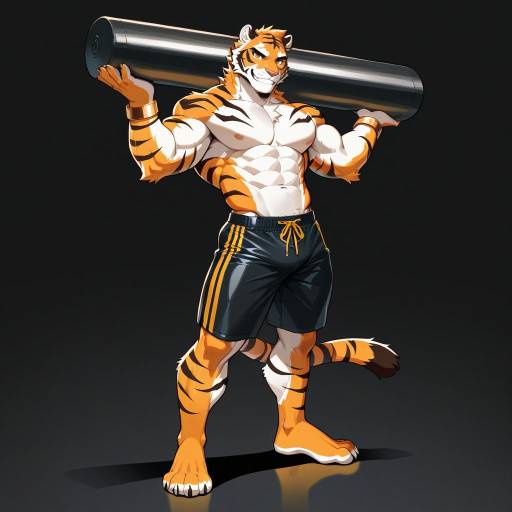 Muscular Tiger-Striped Wolf Character Pose Muscular Tiger-Striped Wolf Character Pose