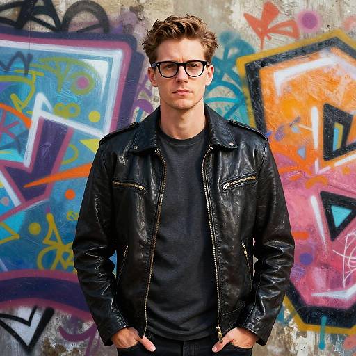 Confident Man with Graffiti Background