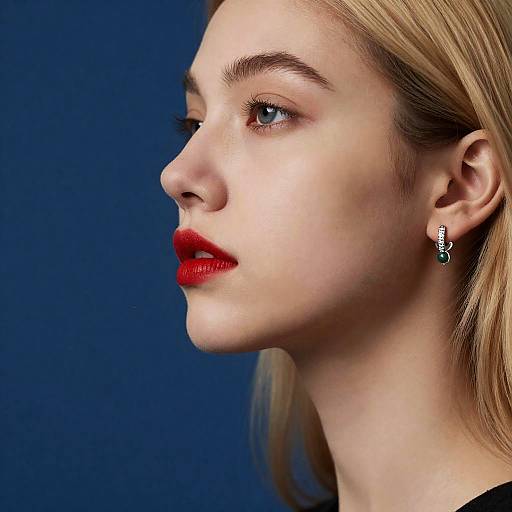 Realistic Blonde Profile Portrait with Jewelry