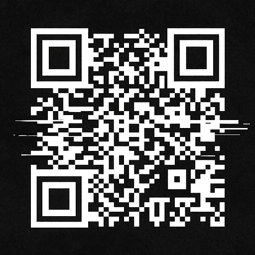 Digital art of a black background with a white, pixelated, abstract pattern of squares and lines in a 8-bit style.