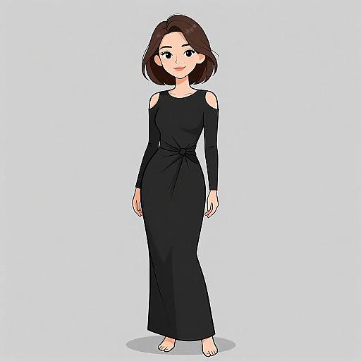Elegant Smiling Woman in Minimalist Dress