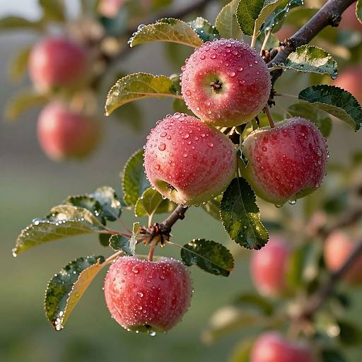 Realistic Small Red Apples with Dew
