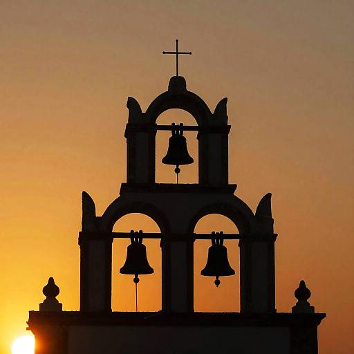 Silhouetted Church Bell Tower at Sunset