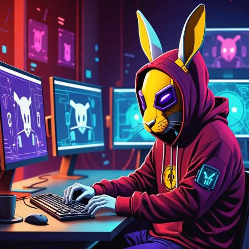Cartoon Rabbit Hacker in Mysterious Setting Cartoon Rabbit Hacker in Mysterious Setting