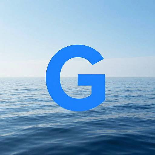 Minimalist Blue G Logo Over Ocean