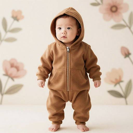 Newborn in Brown Hoodedie Outfit