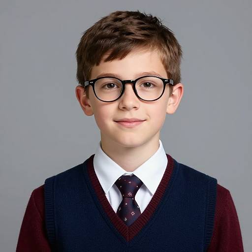 Boy in Maroon Sweater and Glasses