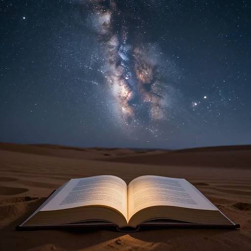 Surreal Open Books in Desert Night