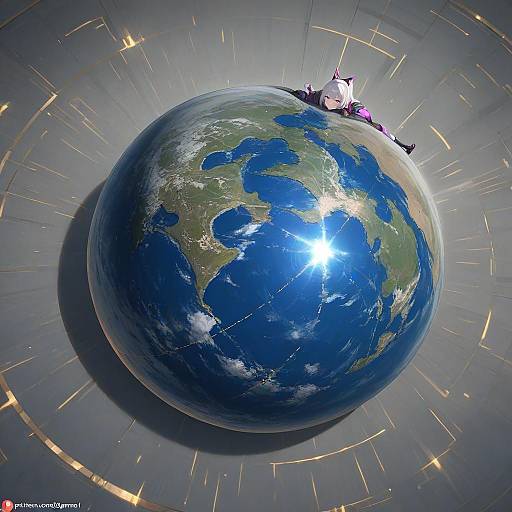 Girl Walking on Miniature Earth