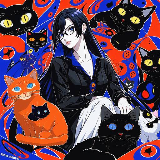 Illustration of Morgana (persona 5), persona in the style of Mikkoukun