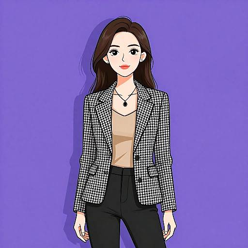 Elegant Business Woman in Houndstooth Blazer