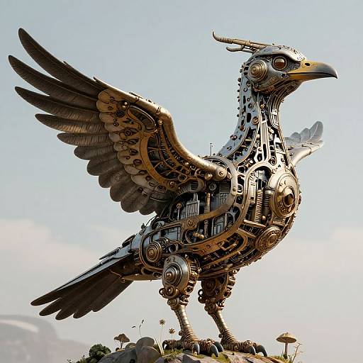 Steampunk Colossal Bird with Mechanical City
