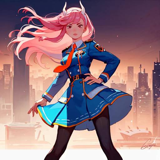 Lone Girl in Military Uniform at Night