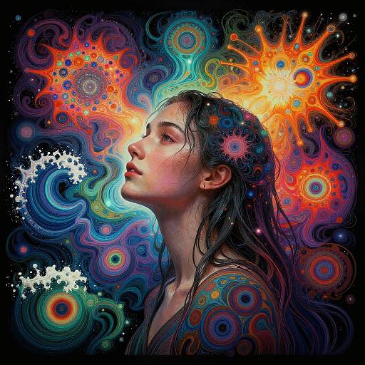 Ethereal Female Portrait in Cosmic Colors