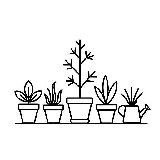 Minimalist Black-and-White Potted Plants