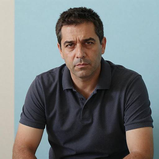 Serious Middle-Aged Man Seated Portrait