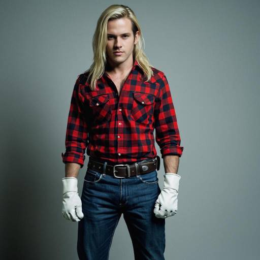 Man in Red Plaid Shirt and White Gloves