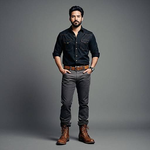 Stylish Male in Brown Costume Boots