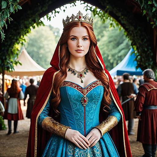 Medieval Princess in Ornate Costume at Festival