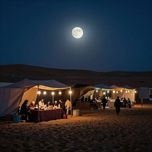 Moonlit Desert Market at Night