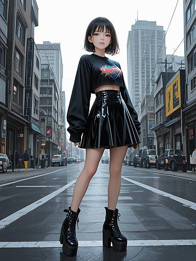 Modern Street-Style Woman Full-Body Shot
