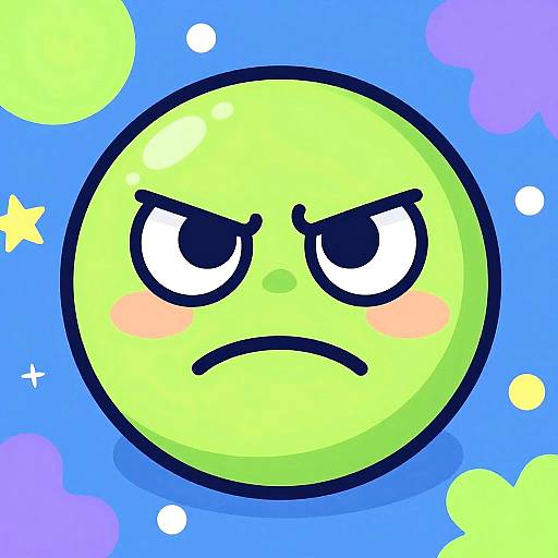 Exaggerated Neon Cartoon Disgust Face
