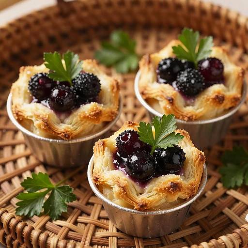 Golden Berry Pastries on Wicker Mat