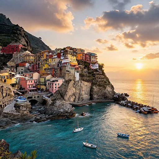 Neapolitan Coastal Village at Sunset