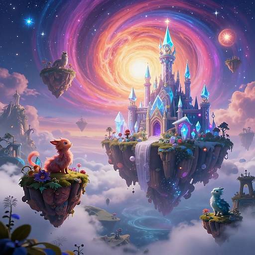 Surreal Dreamscape with Floating Islands