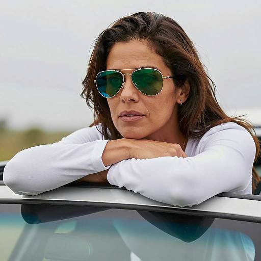 Casual Car Portrait with Green Sunglasses