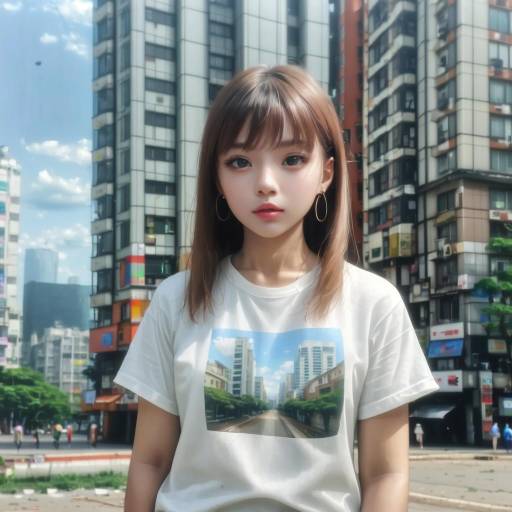 Young woman standing in urban cityscape