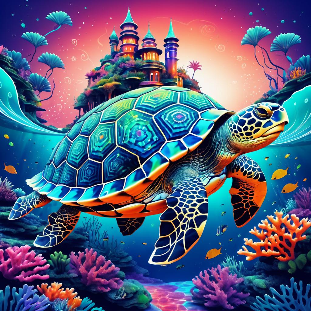 Surreal Giant Turtle Underwater Aesthetics