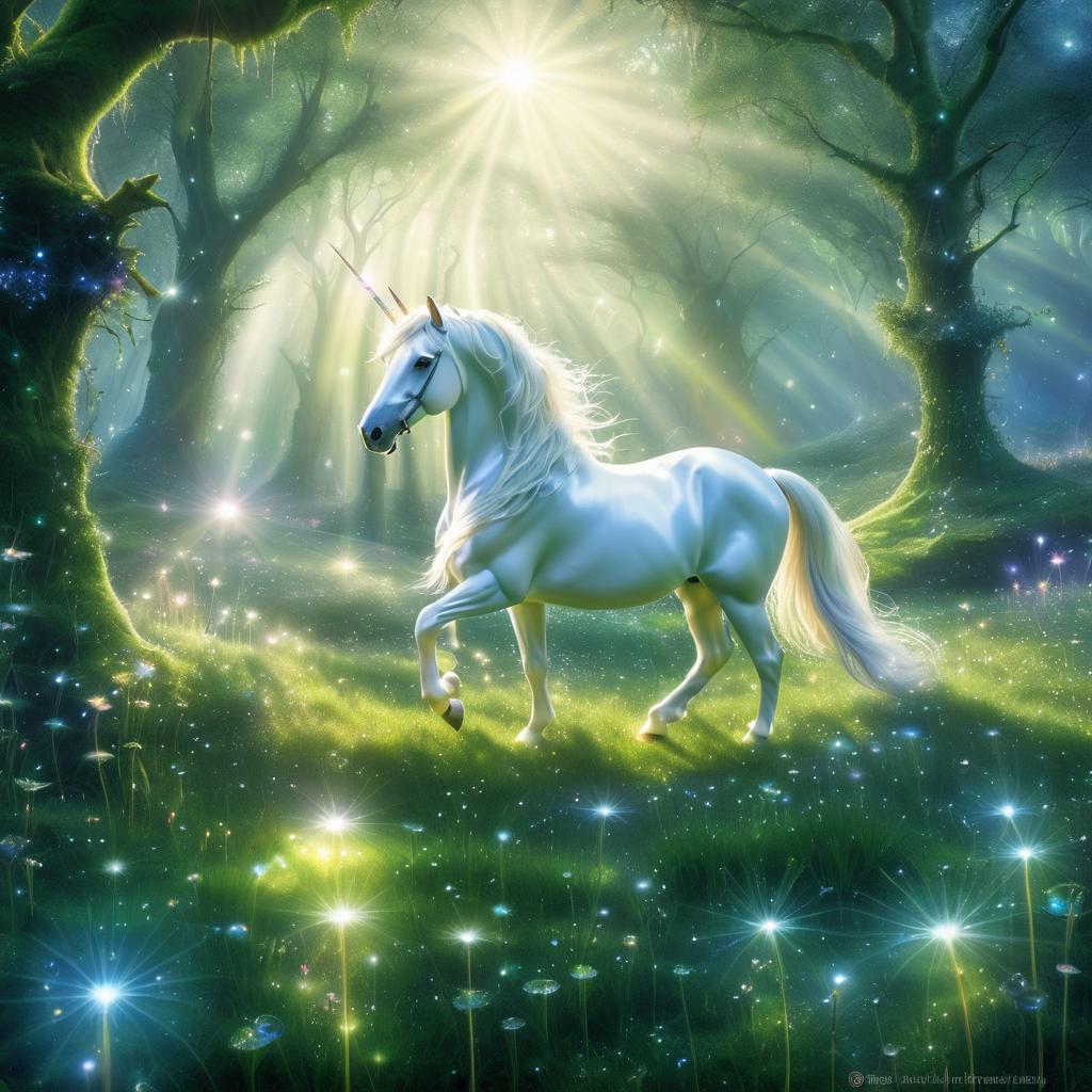 Enchanted Unicorn Meadow in Fantasy Forest