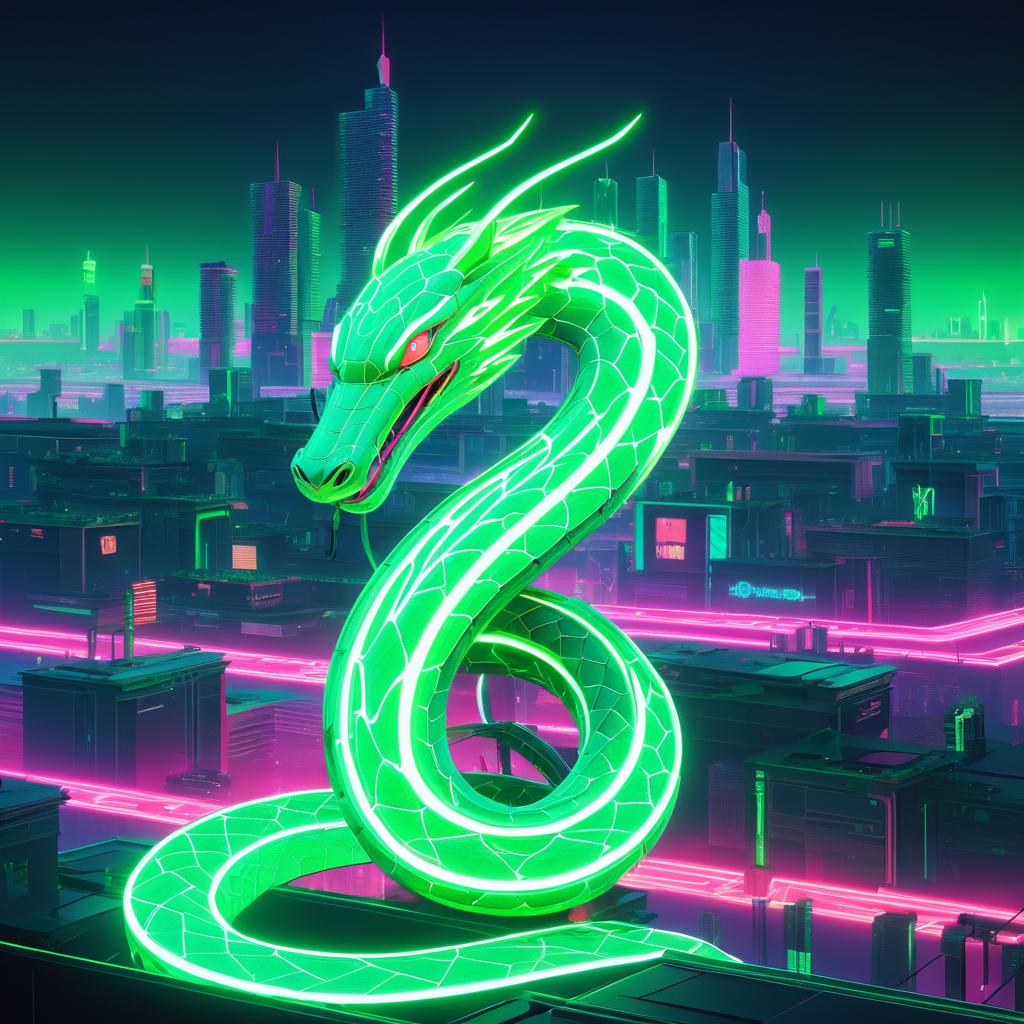 Vibrant Emerald Serpent in Dystopia