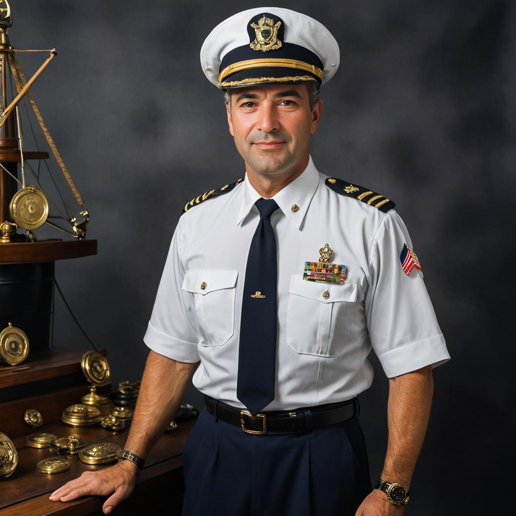 Grinning Ship Captain Portrait in Studio