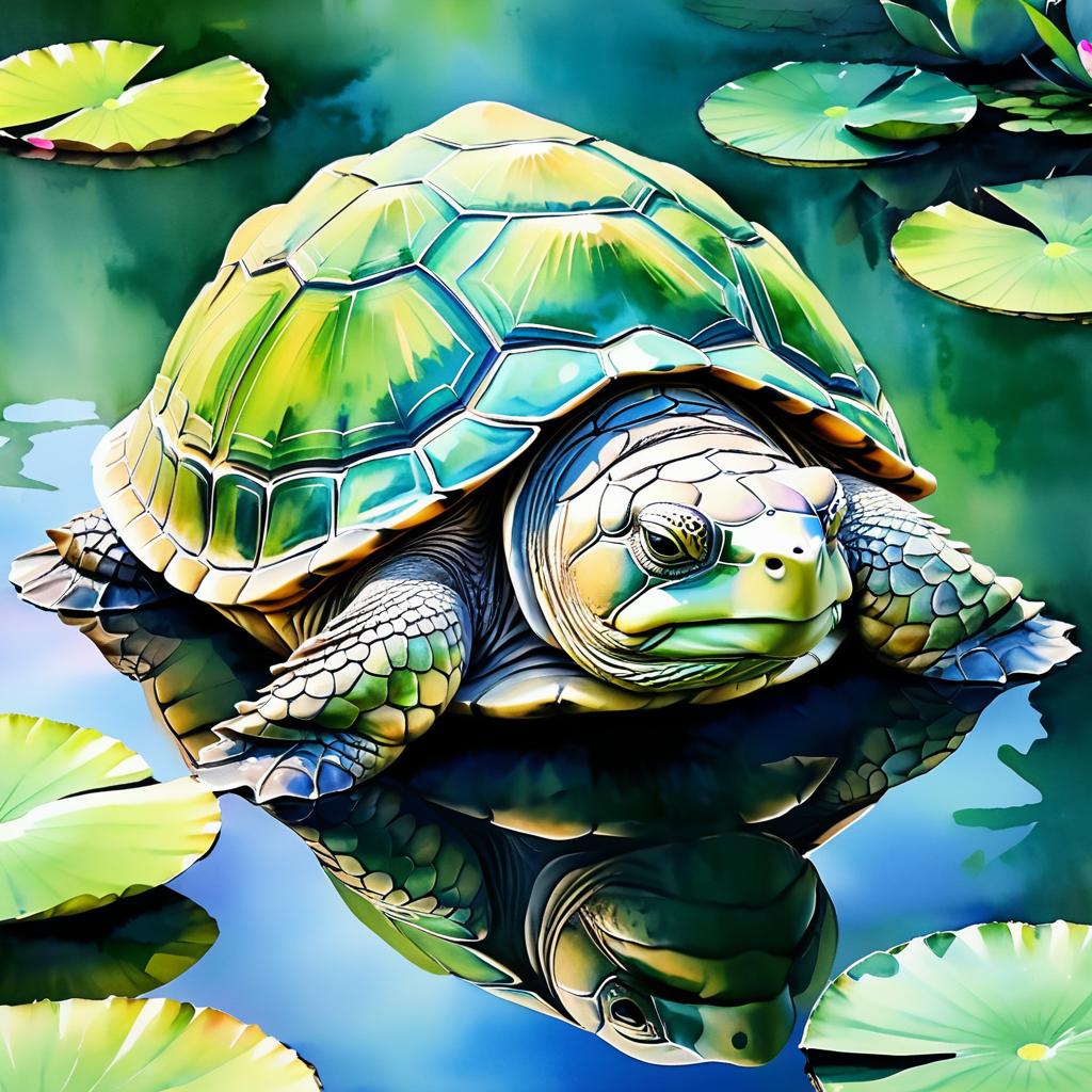 Serene Abstract Tortoise in Watercolor