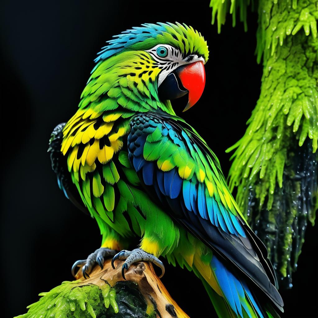 Vibrant Parrot Close-Up on Stump