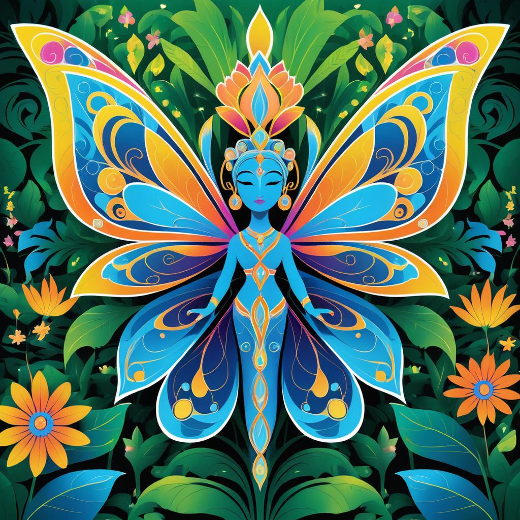 Vibrant Butterfly Deity in Paradise