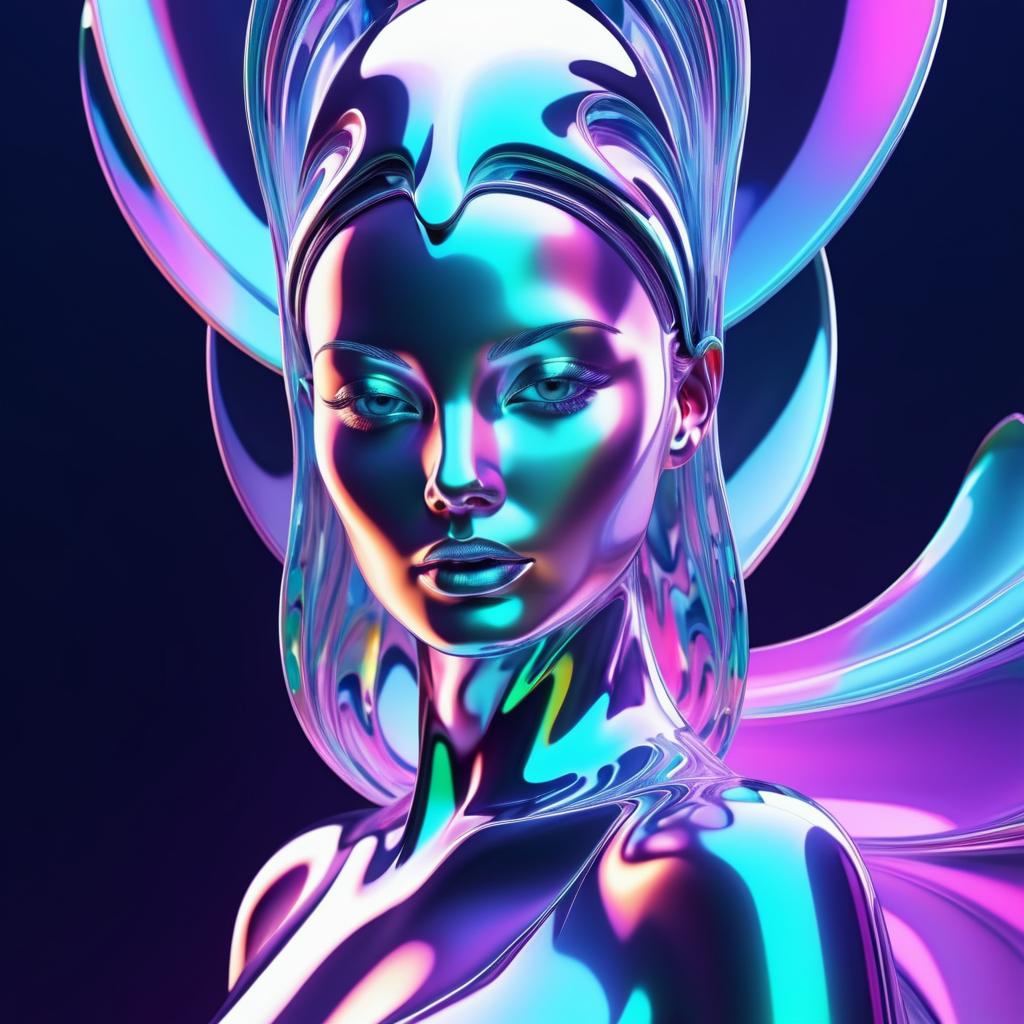 Futuristic Iridescent Woman in 3D