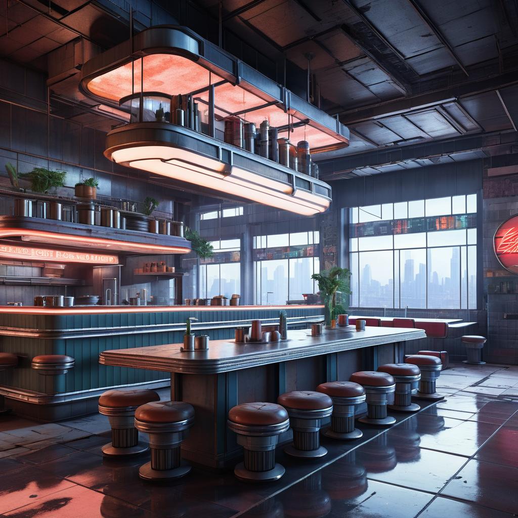 Cyberpunk Urban Diner in Detroit