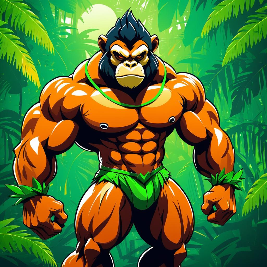 Buff Monkey in Vibrant Jungle Scene