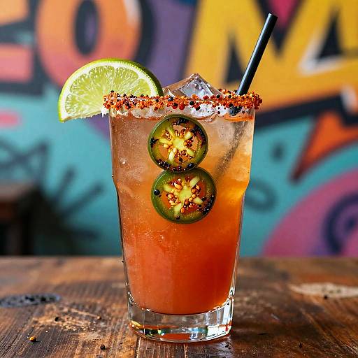 Fiery Spicy Margarita Street Mural Illustration
